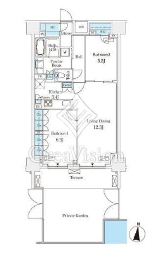 フロンティアレジデンス錦糸公園　111号室　間取り