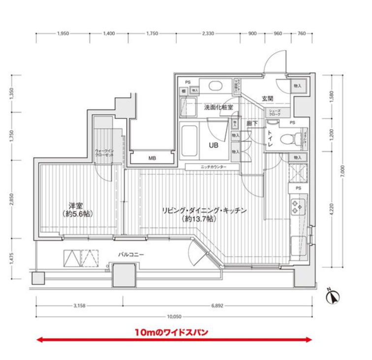 ドゥーエ銀座イースト1　1102号室　間取り