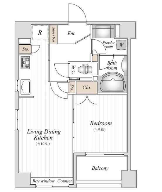 ドゥーエ銀座イースト1　401号室　間取り