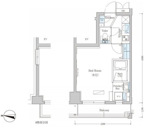 アーバネックス清澄白河2　W601号室　間取り