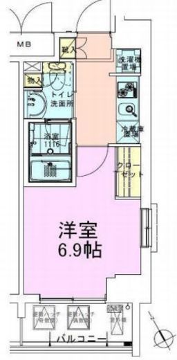 門前仲町レジデンス参番館　1405号室　間取り