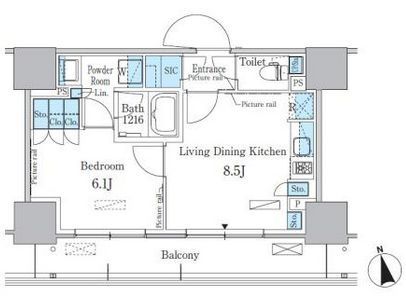 パークアクシス東陽町・親水公園　1305号室　間取り