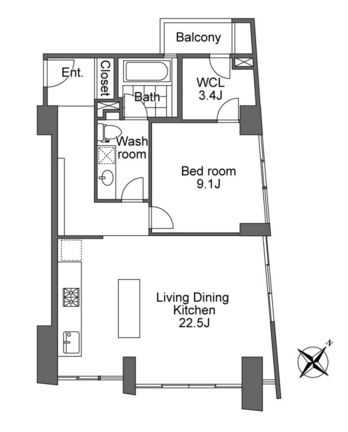 ウォーク赤坂　601号室　間取り