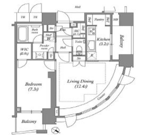 ザ・レジデンス赤坂檜町　1201号室　間取り