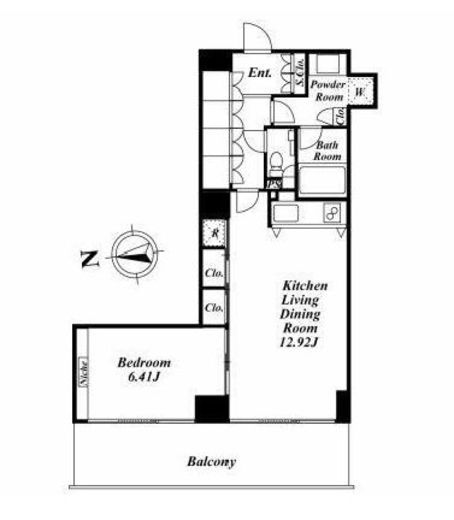 麻布十番スクエアレジデンス　4F1号室　間取り