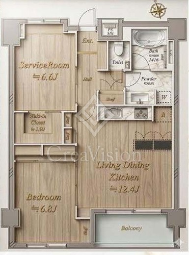 ライオンズマンション麻布十番南　7F1号室　間取り
