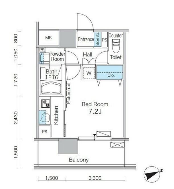 パークフラッツ芝浦（旧東京ベイテラス）　308号室　間取り