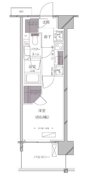 A-standard芝浦　810号室　間取り