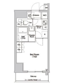 Haluwa芝公園　1502号室　間取り