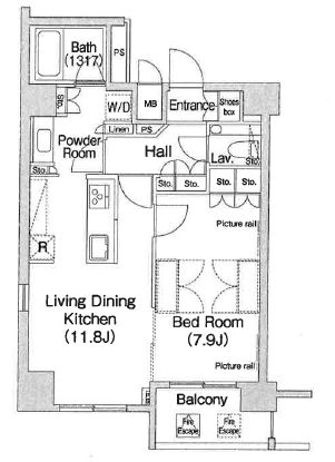 エルスタンザ平河町　1201号室　間取り