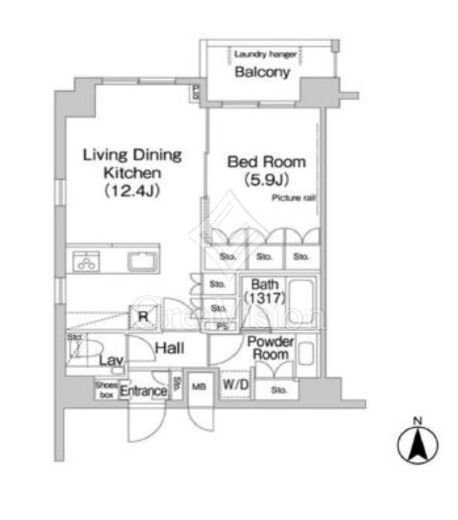 エルスタンザ平河町　1203号室　間取り