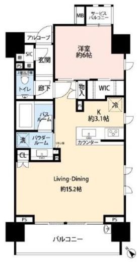 シティハウス南麻布一丁目　1303号室　間取り