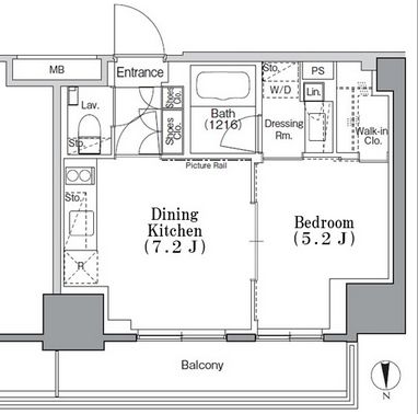 パークハビオ飯田橋　1308号室　間取り