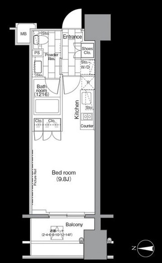 パークハビオ平河町　1305号室　間取り