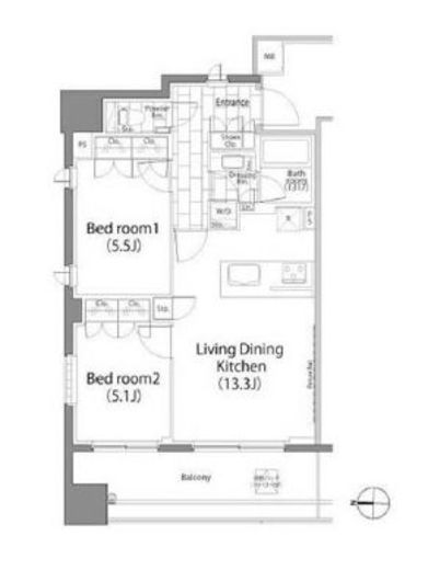 パークハビオ平河町　1306号室　間取り