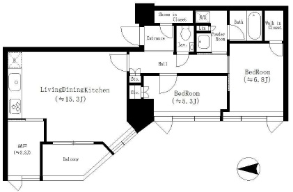 プラウドタワー白金台　1002号室　間取り