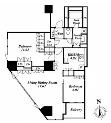 プラウドタワー白金台　902号室　間取り
