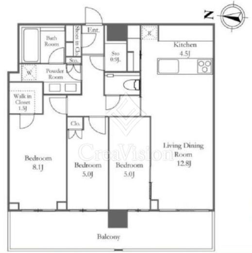 グランドメゾン白金の杜ザ・タワー　22F5号室　間取り