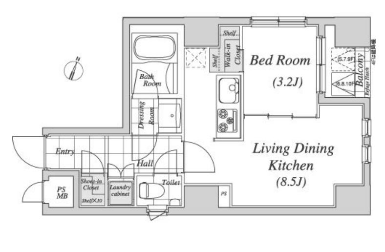 レジディア神田　804号室　間取り