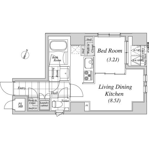 レジディア神田　1003号室　間取り