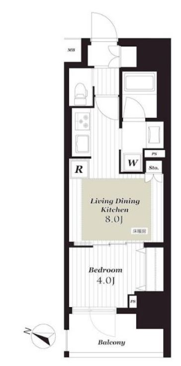 シティインデックス神田　6F号室　間取り