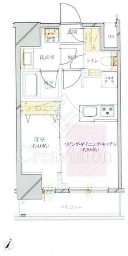 シティインデックス神田　9F1号室　間取り