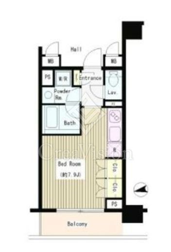 シティカレント大手町　1102号室　間取り