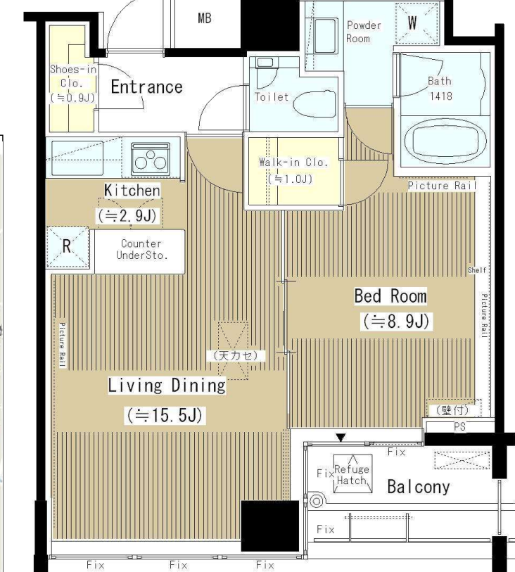 六本木MK ART Residence　603号室　間取り
