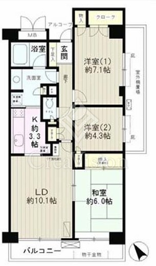 高田馬場パークホームズ　806号室　間取り