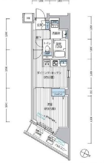 クレスト五番町　801号室　間取り
