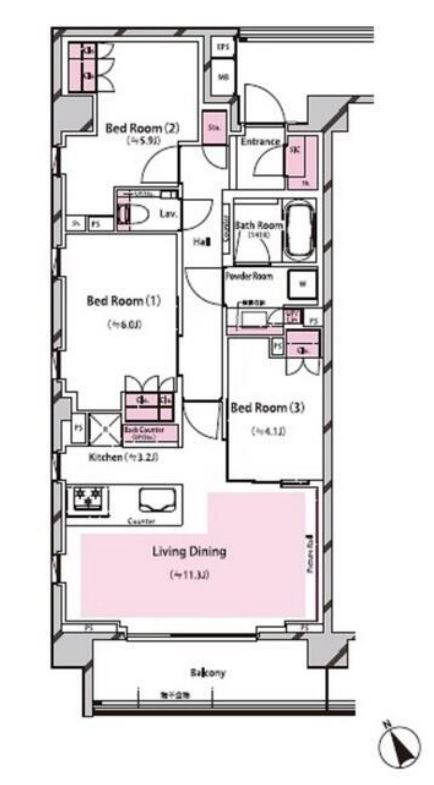 ライジングサン恵比寿二丁目　304号室　間取り