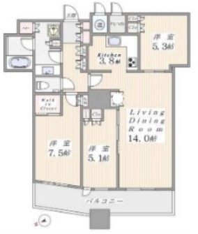 ザ・パークハウス西新宿タワー60　3105号室　間取り