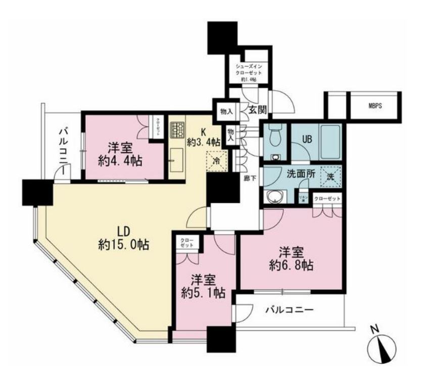 ザ・パークハウス西新宿タワー60　1809号室　間取り