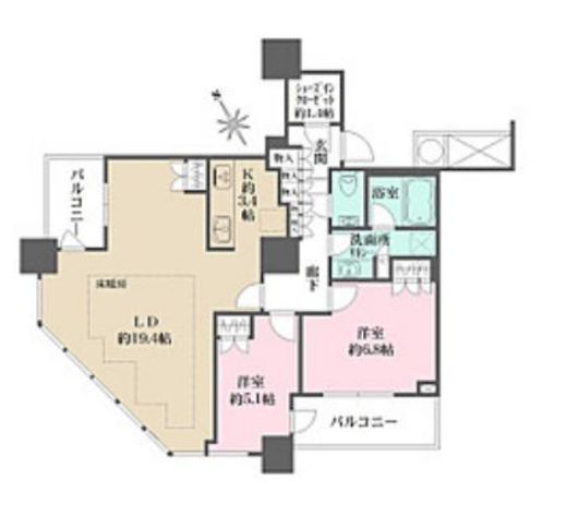 ザ・パークハウス西新宿タワー60　1909号室　間取り