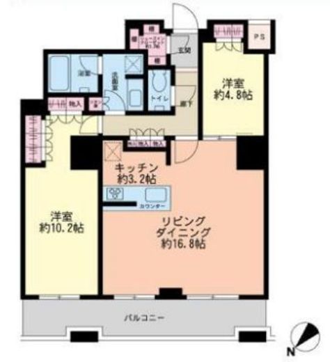 ザ・パークハウス西新宿タワー６０　2106号室　間取り
