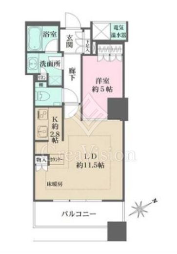 ザ・パークハウス　西新宿タワー６０　2217号室　間取り