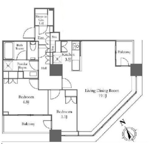 ザ・パークハウス西新宿タワー60　2812号室　間取り