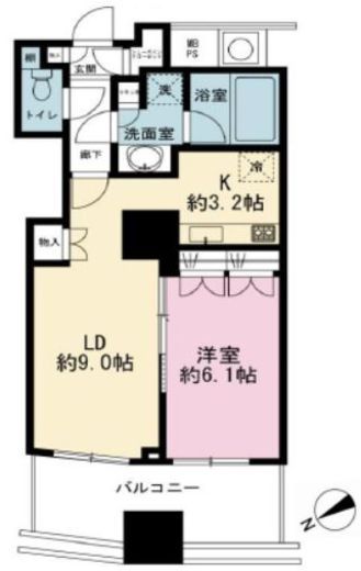 ザ・パークハウス　西新宿タワー６０　306号室　間取り