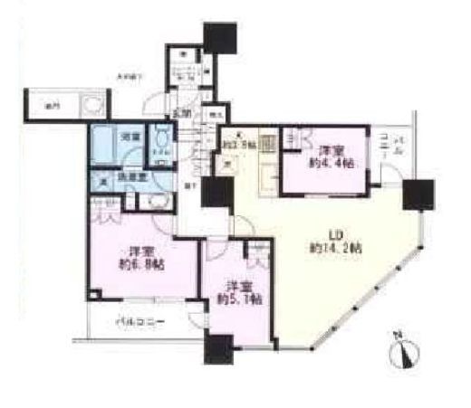 ザ・パークハウス西新宿タワー60　3112号室　間取り