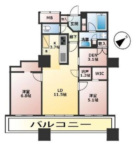ザ・パークハウス西新宿タワー６０　3113号室　間取り