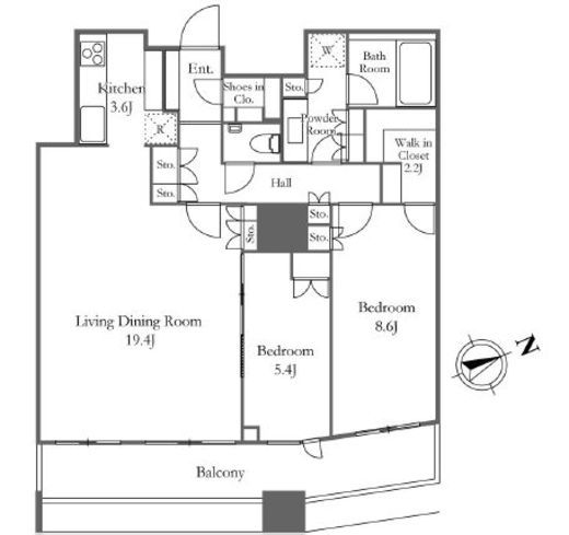ザ・パークハウス西新宿タワー60　5714号室　間取り