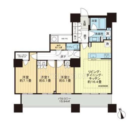 ザ・パークハウス西新宿タワー６０　810号室　間取り