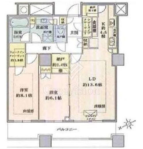 ザ・パークハウス西新宿タワー60　5905号室　間取り
