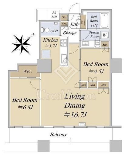 ザ・パークハウス西新宿タワー60　25F1号室　間取り