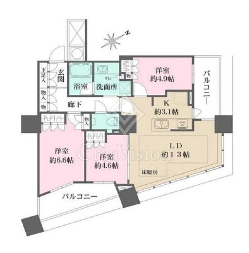 ザ・パークハウス西新宿タワー60　13F5号室　間取り