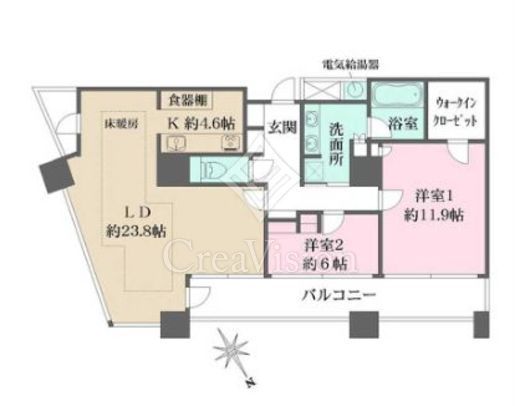 ザ・パークハウス　西新宿タワー６０　6001号室　間取り