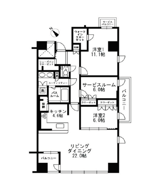 アーバンパーク代官山Ⅰ・Ⅱ　603号室　間取り