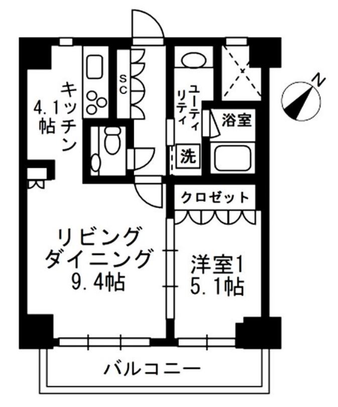 アーバンパーク代官山Ⅰ・Ⅱ　Ⅱ-504号室　間取り