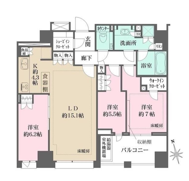 ザ・パークハウスグラン三番町　1402号室　間取り