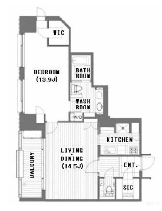 元麻布ヒルズフォレストタワー　1307号室　間取り